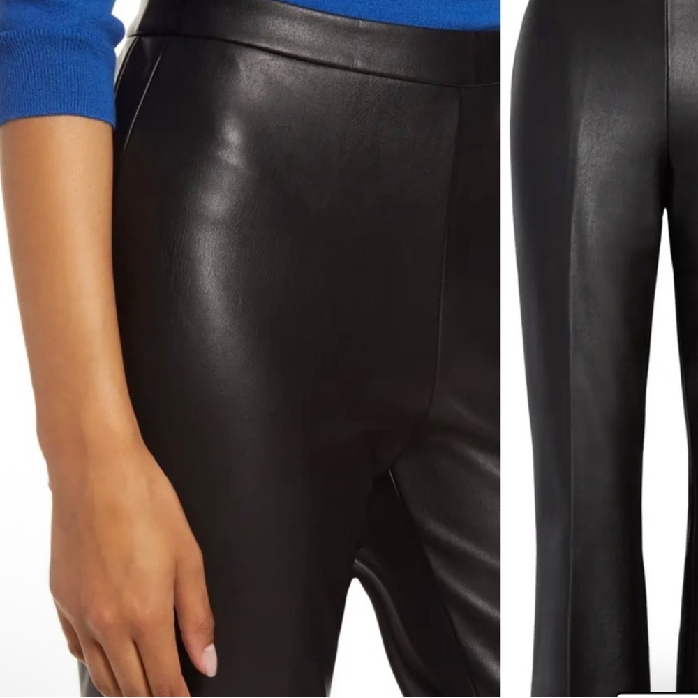 Halogen Faux Leather Cropped Black Leather Pants